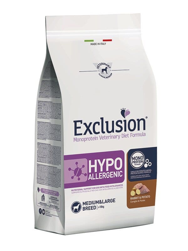 Exclusion Monoprotein Veterinary Diet Formula Hypoallergenic Crocchette Con Coniglio/Patate Per Cani Adulti Taglia Medio/Grande Sacco 2kg-2