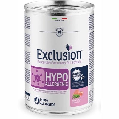 Exclusion Veterinary Diet Hypoallergenic Maiale E Piselli Per Cani Cuccioli Lattina 400g-3