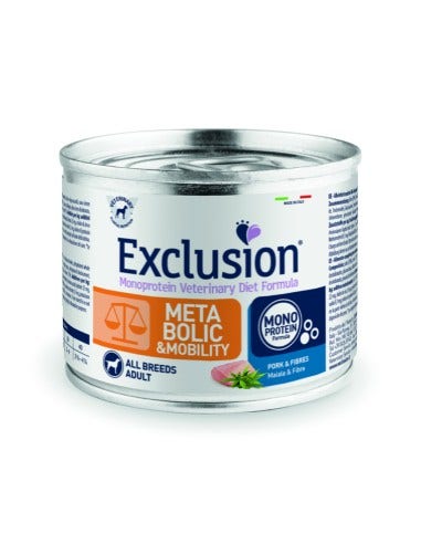 Exclusion Monoprotein Veterinary Diet Formula Metabolic&Mobility Cibo Umido Suino/Fibre Per Cani Lattina 200g-2