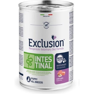 Exclusion Veterinary Diet Formula Intestinal Per Cuccioli Maiale/Riso Lattina 400gr-2