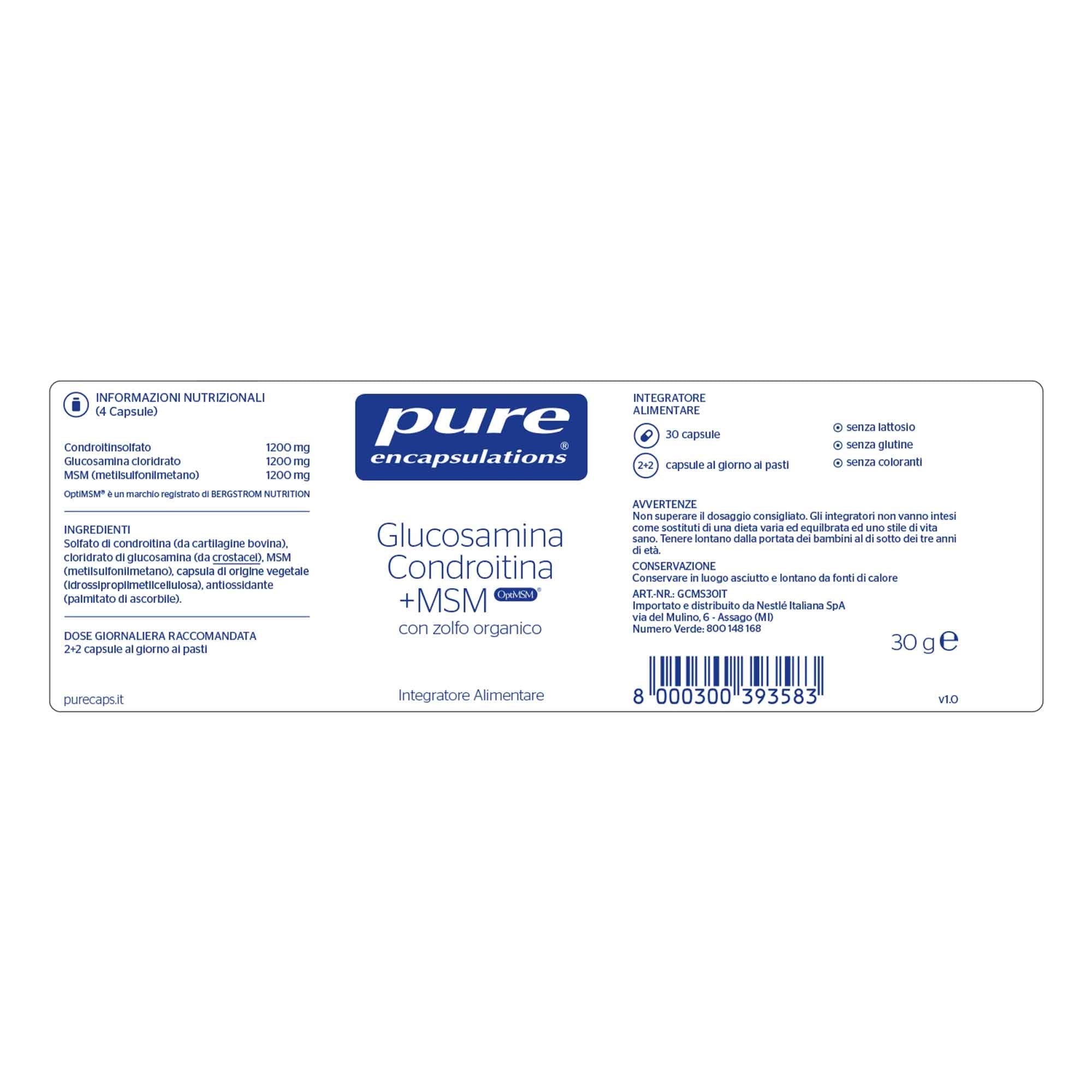 Pure Encapsulations Glucosamina Condroitina +MSM 30 Capsule  - 5