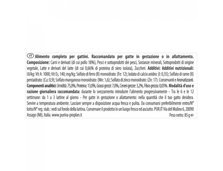 Purina Pro Plan Baby Kitten Mousse Pollo Lattina 85g-5