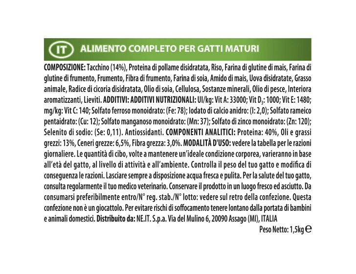 Purina Pro Plan Sterilised Senior 7+ Gatto Crocchette Tacchino Sacco 1,5kg-4