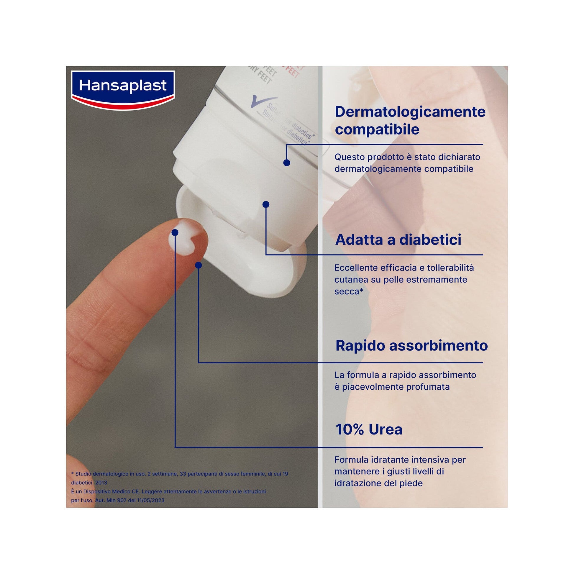 Hansaplast Crema Idratante Piedi Secchi Intensiva Nutriente Per Pelle Secca 100ml-3