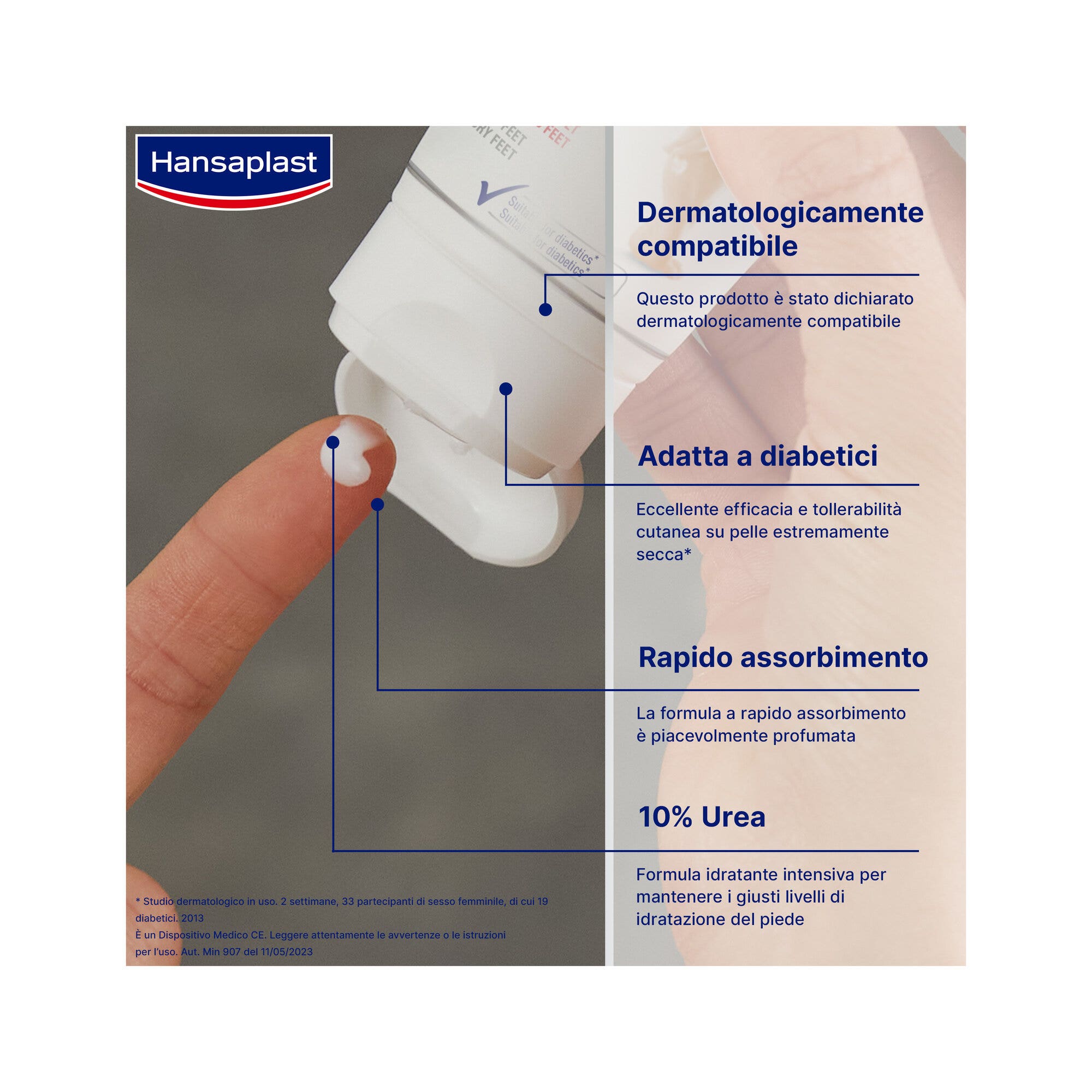 Hansaplast Crema Idratante Piedi Secchi Intensiva Nutriente Per Pelle Secca 100ml-3