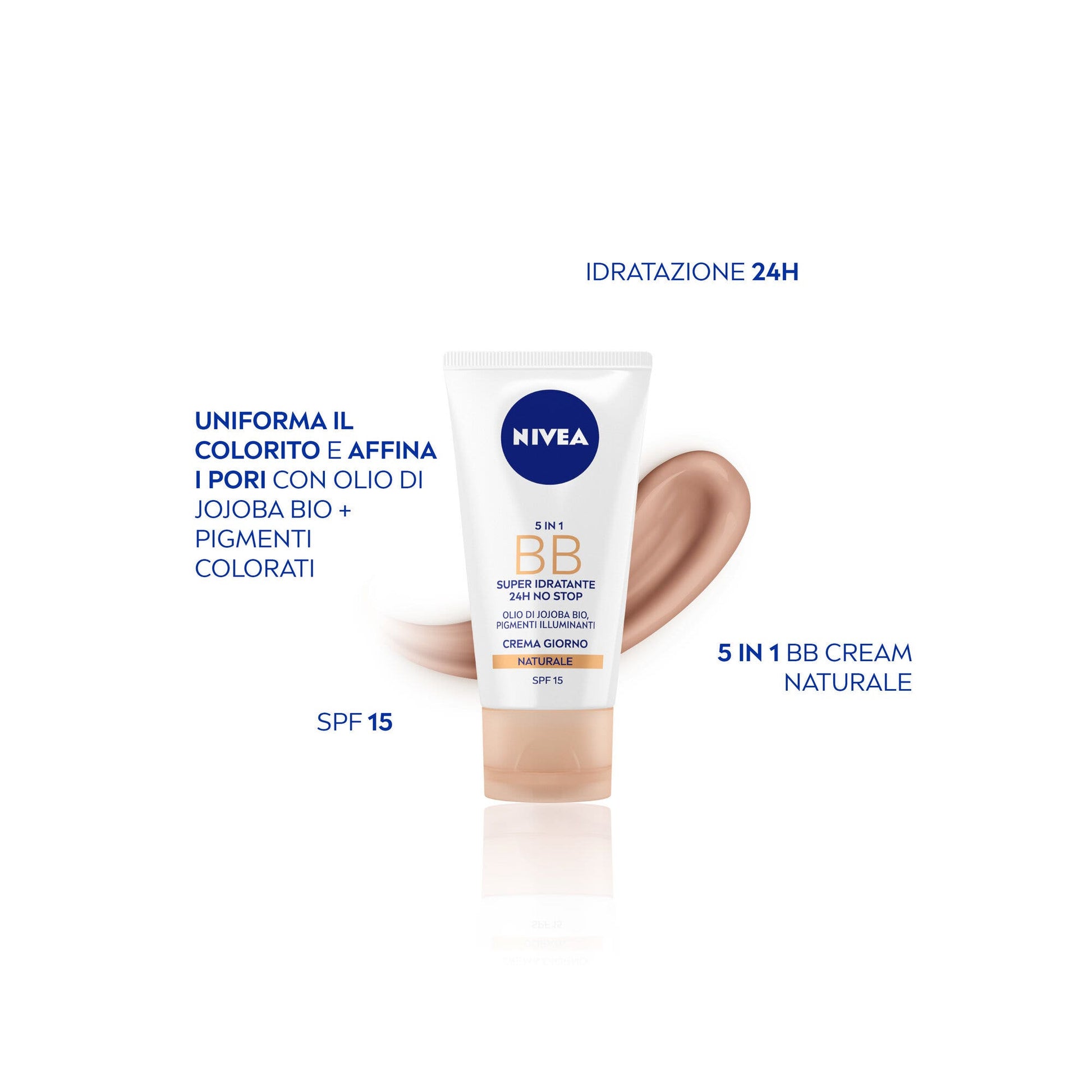 Nivea 5 in 1 Bb Cream Super Idratante 24h No Stop Naturale 50 ml Crema Viso Colorata Con Spf15-10