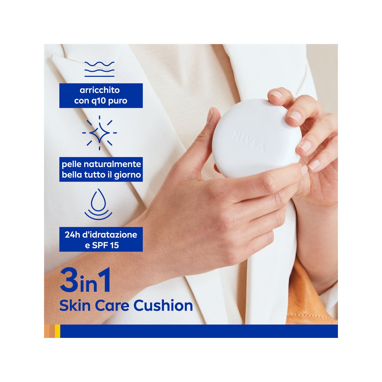 Nivea Q10 Plus Anti-age 3in1 Skin Care Cushion Dark 15 ml Crema Viso Colorata Anti-età Fp15-11