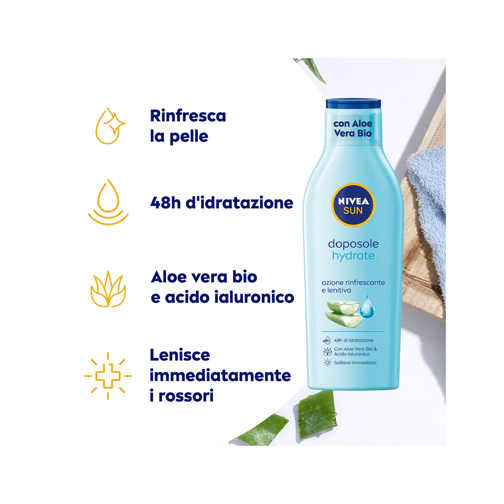Nivea Sun Latte Doposole Hydrate 400ml Dopo Sole Idratante Con Aloe Vera Bio E Acido Ialuronico-10