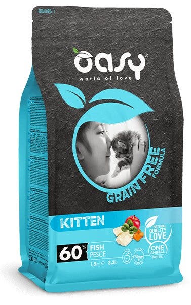 Oasy Grain Free Formula Cibo Secco Kitten Pesce 300g-1