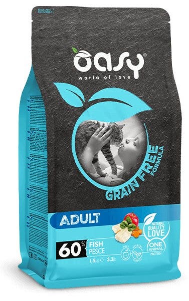 Oasy Grain Free Formula Adult Pesce Cibo Secco per Gatti 7,5kg-1