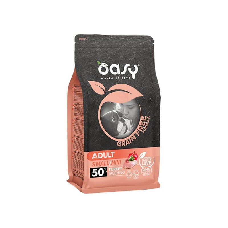 Oasy Grain Free Adult Small & Mini Con Tacchino Per Cani Adulti 800g-1