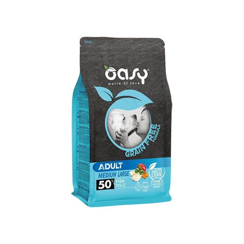 Oasy Grain Free Adult Medium & Large Con Pesce Per Cani Adulti 12kg-1
