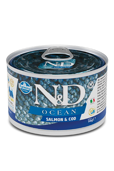 Farmina N&D Ocean Salmone E Merluzzo Cani Adulti Taglia Mini Lattina 140g-1