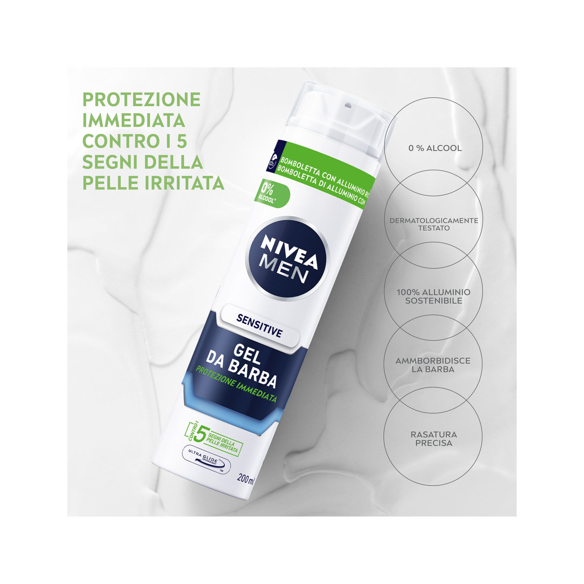 Nivea Men Sensitive Gel Da Barba 200ml Gel Barba Per Una Rasatura Delicata Della Pelle Sensibile-3