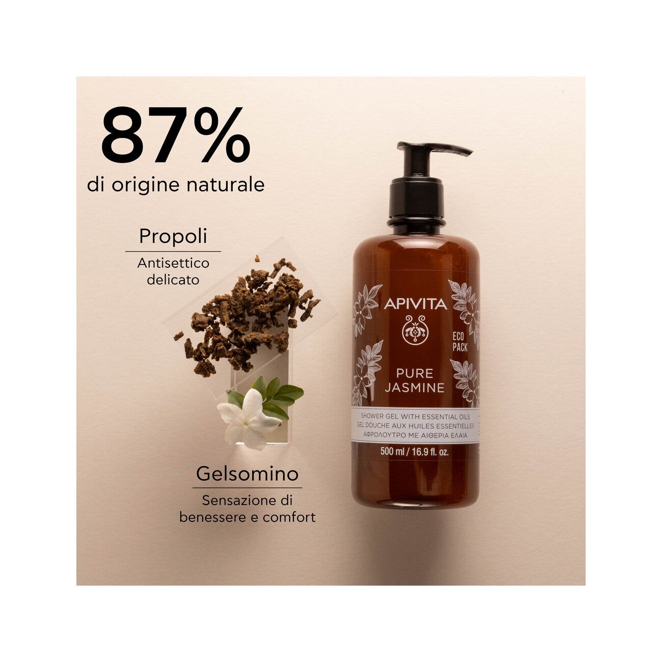 Apivita Gel Doccia Idratante Gelsomino 500ml-5
