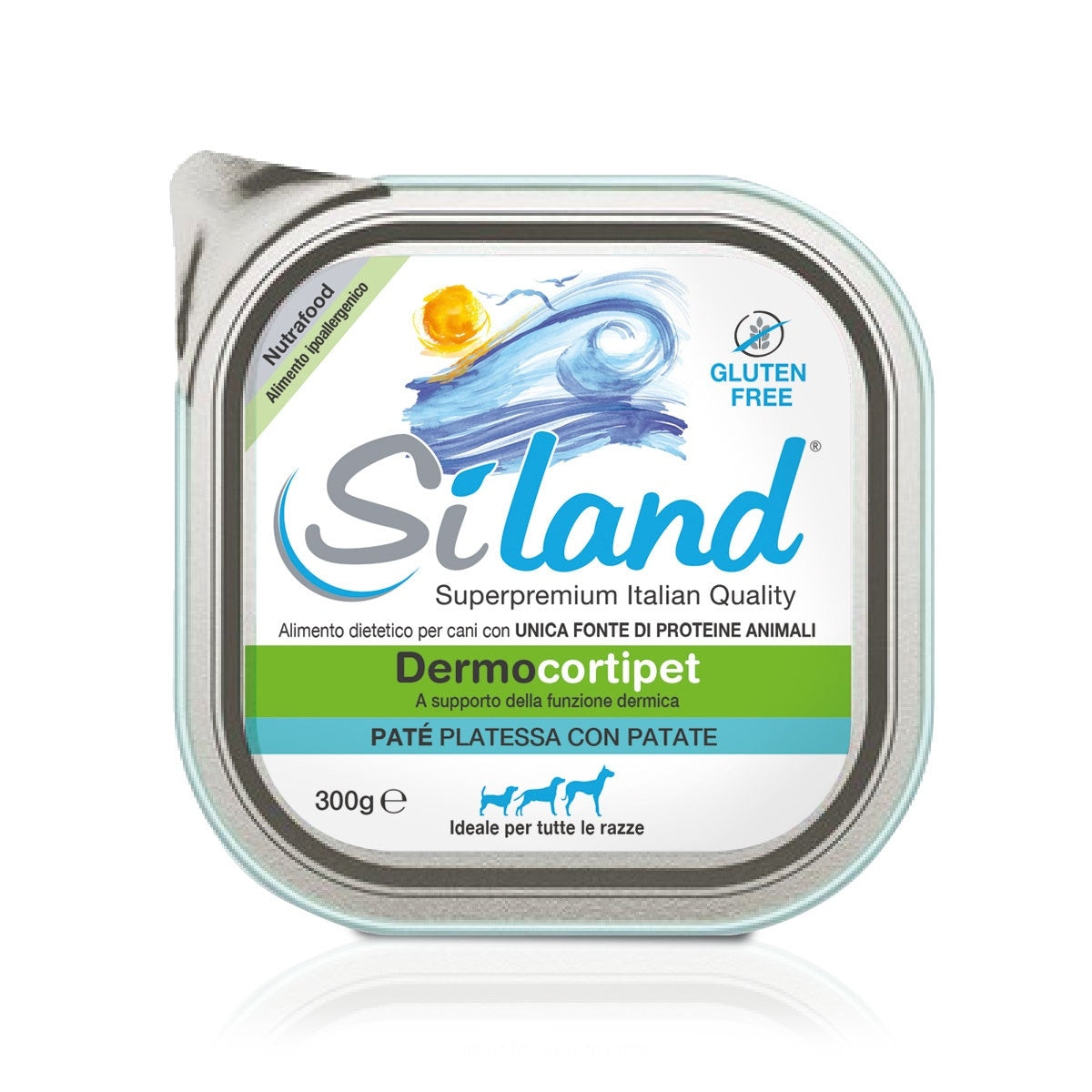 Siland Dermocortipet Umido Platessa/Patata Per Cani 300g-1