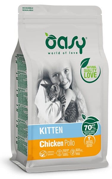 Oasy Lifestage Kitten Pollo Cibo Secco Per Gattini 300g-1