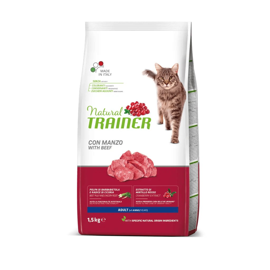 Natural Trainer Crocchette Con Manzo Per Gatti Adulti Sacco 1,5kg-1