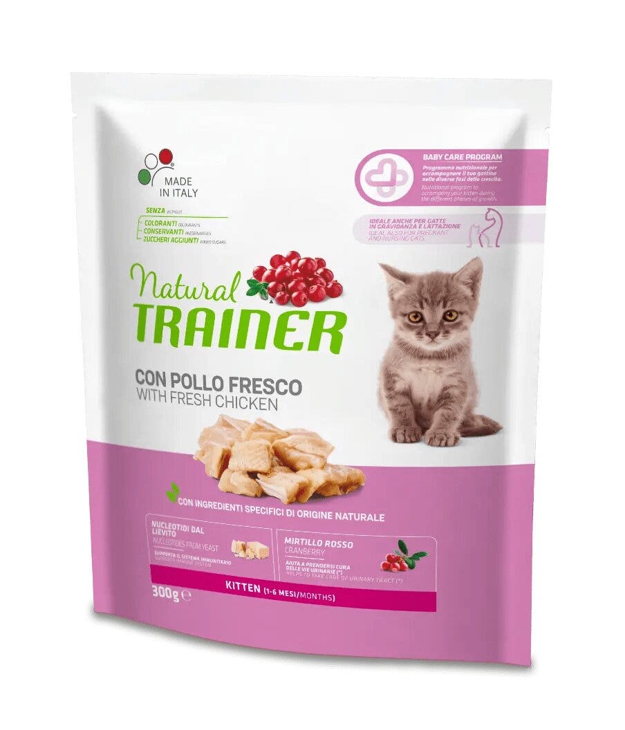 Natural Trainer Kitten Crocchette Con Pollo Per Gatti Cuccioli Sacco 300g-1