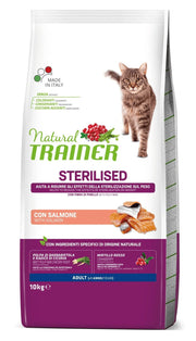 Natural Trainer Sterilised Crocchette Con Salmone Per Gatti Adulti Sacco 10kg-1