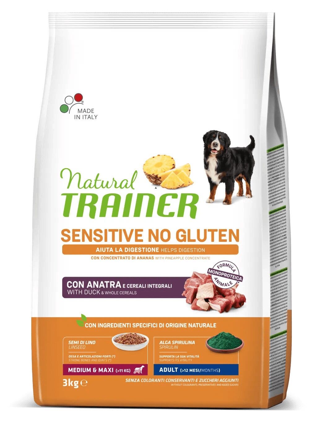 Natural Trainer Cane Sensitive No Gluten Medium & Maxi Adult Con Anatra 12kg-1