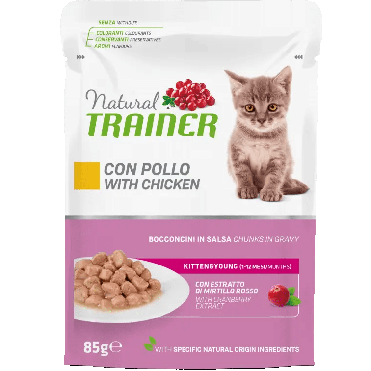 Natural Trainer Kitten&Young Bocconcini Di Pollo In Salsa Per Gattini 85g-1