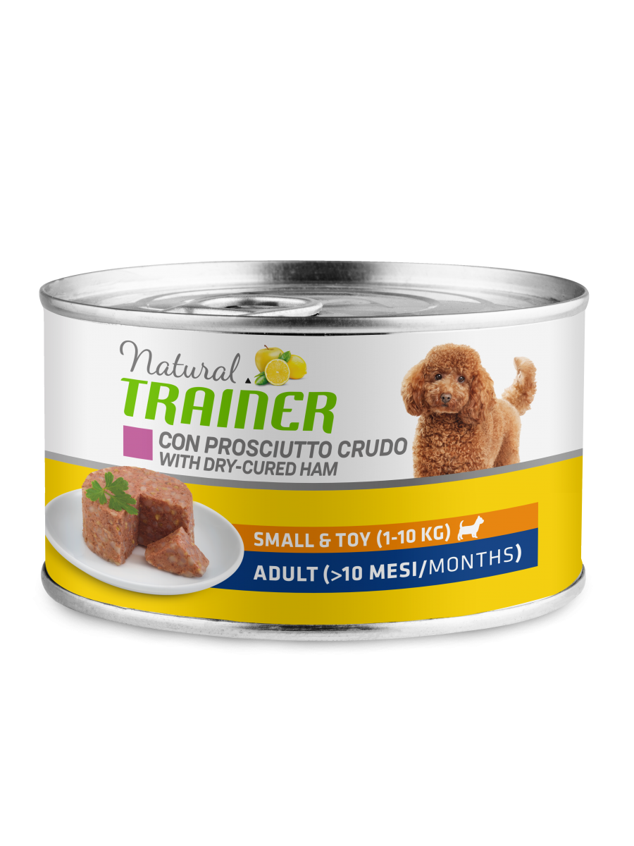 Natural Trainer Maintenance Mature Con Prosciutto Crudo Cani Adulti Taglia Mini Lattina 150g-1