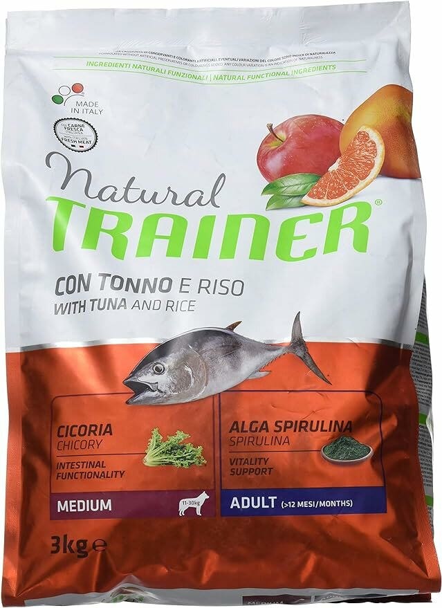 Natural Trainer Crocchette Tonno e Riso Cane Adult Medium 3Kg-1