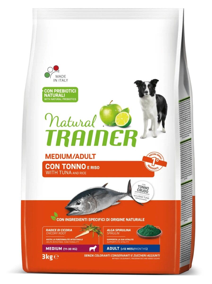 Natural Trainer Crocchette Tonno/Riso Per Cani Adulti Taglia Media Sacco 12 Kg-2