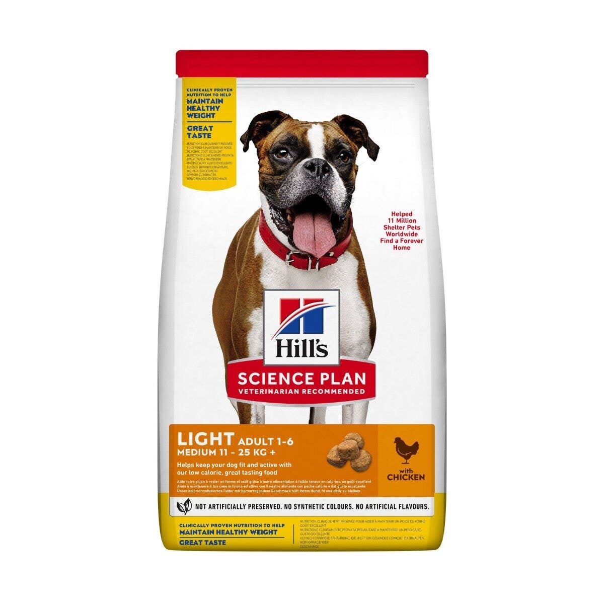 Hill's Science Plan Light Crocchette Pollo Per Cani Taglia Media 2,5kg-6
