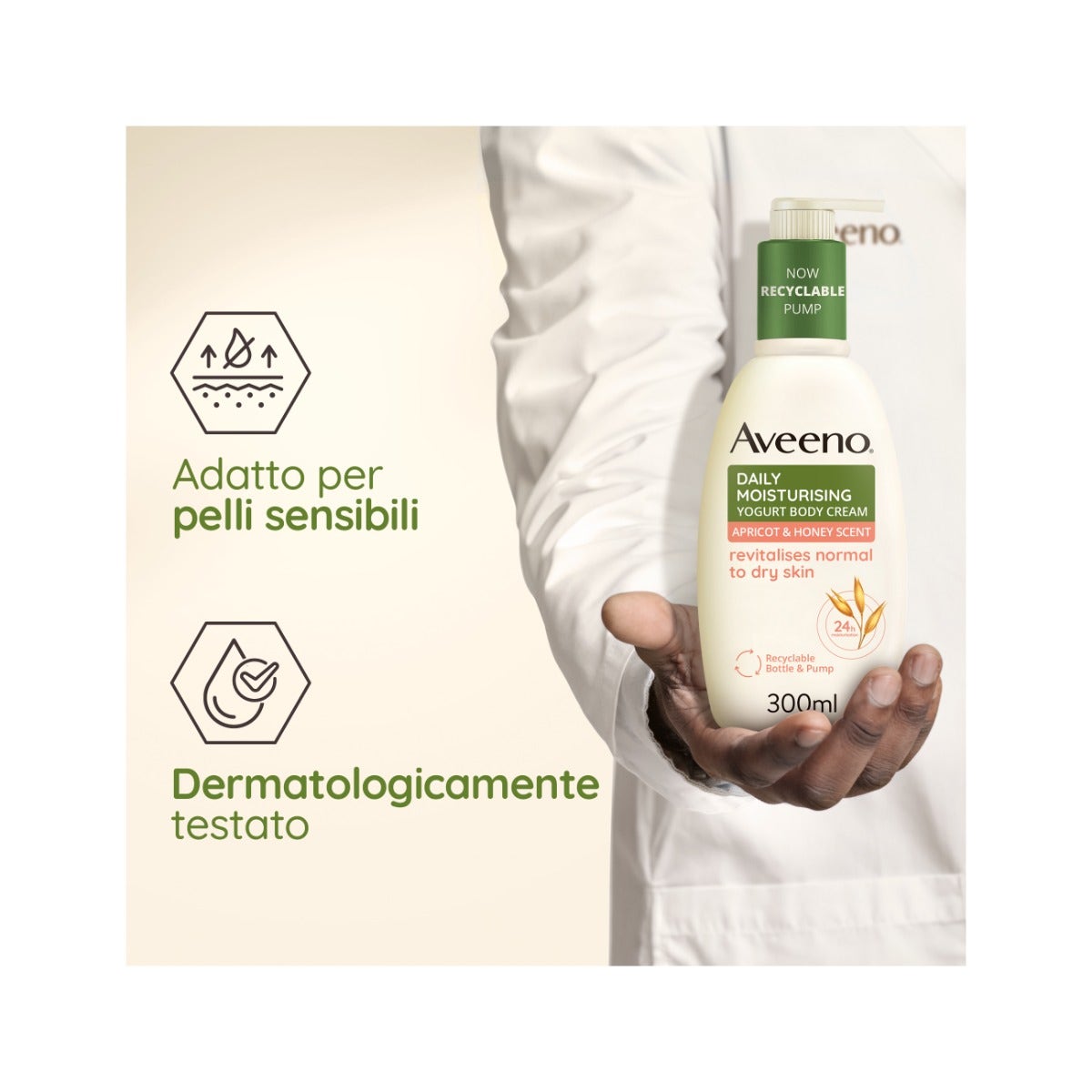 Aveeno Daily Moisturising Crema Corpo Yogurt Albicocca/Miele 300ml-13