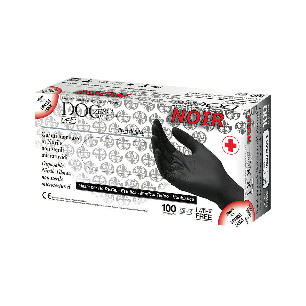 Guanto Nitrile Non Sterile Superficie Microruvida No Talco Colore Nero Taglia Media 100 Pezzi-4