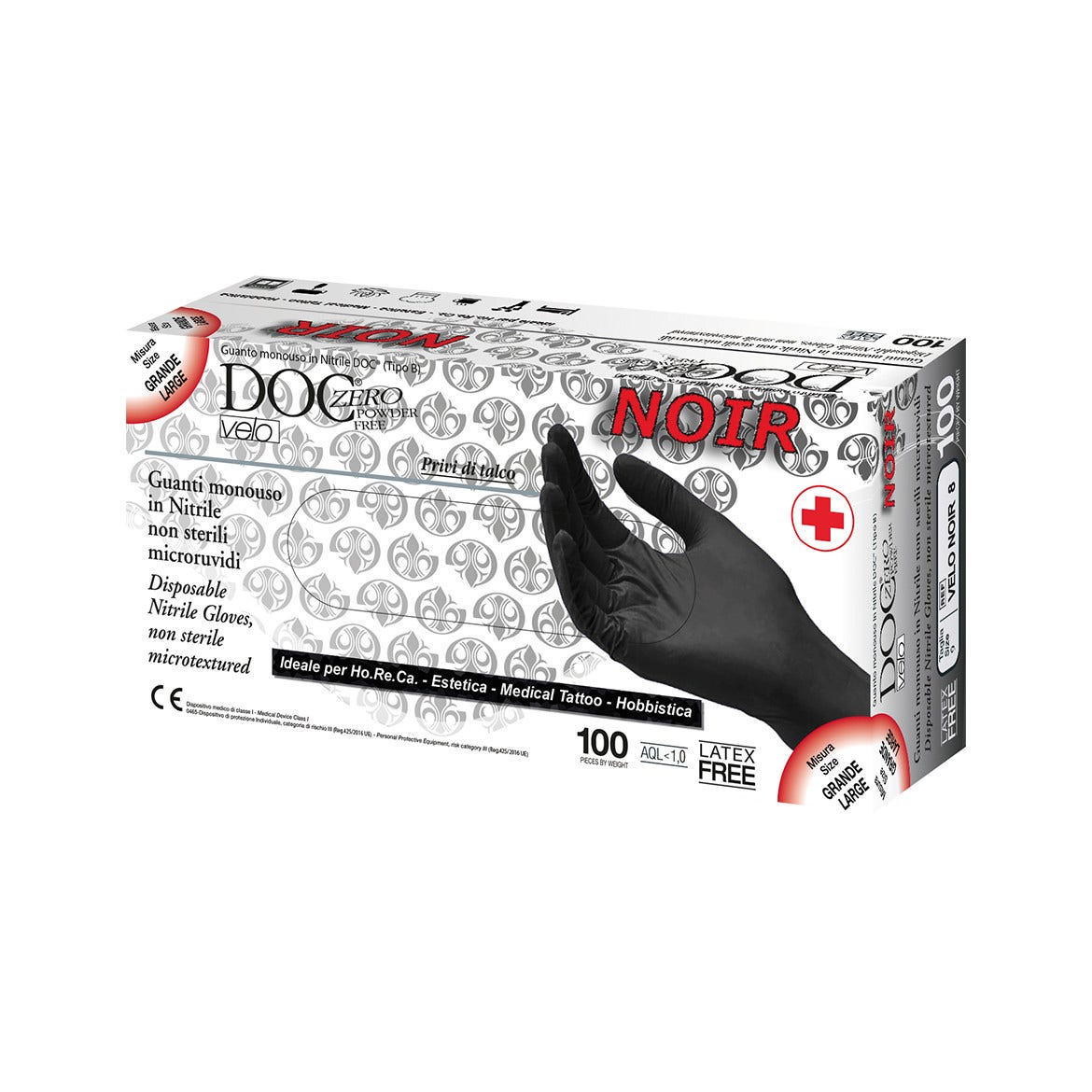 Guanto Nitrile Non Sterile Superficie Microruvida No Talco Colore Nero Taglia XLarge 100 Pezzi-2