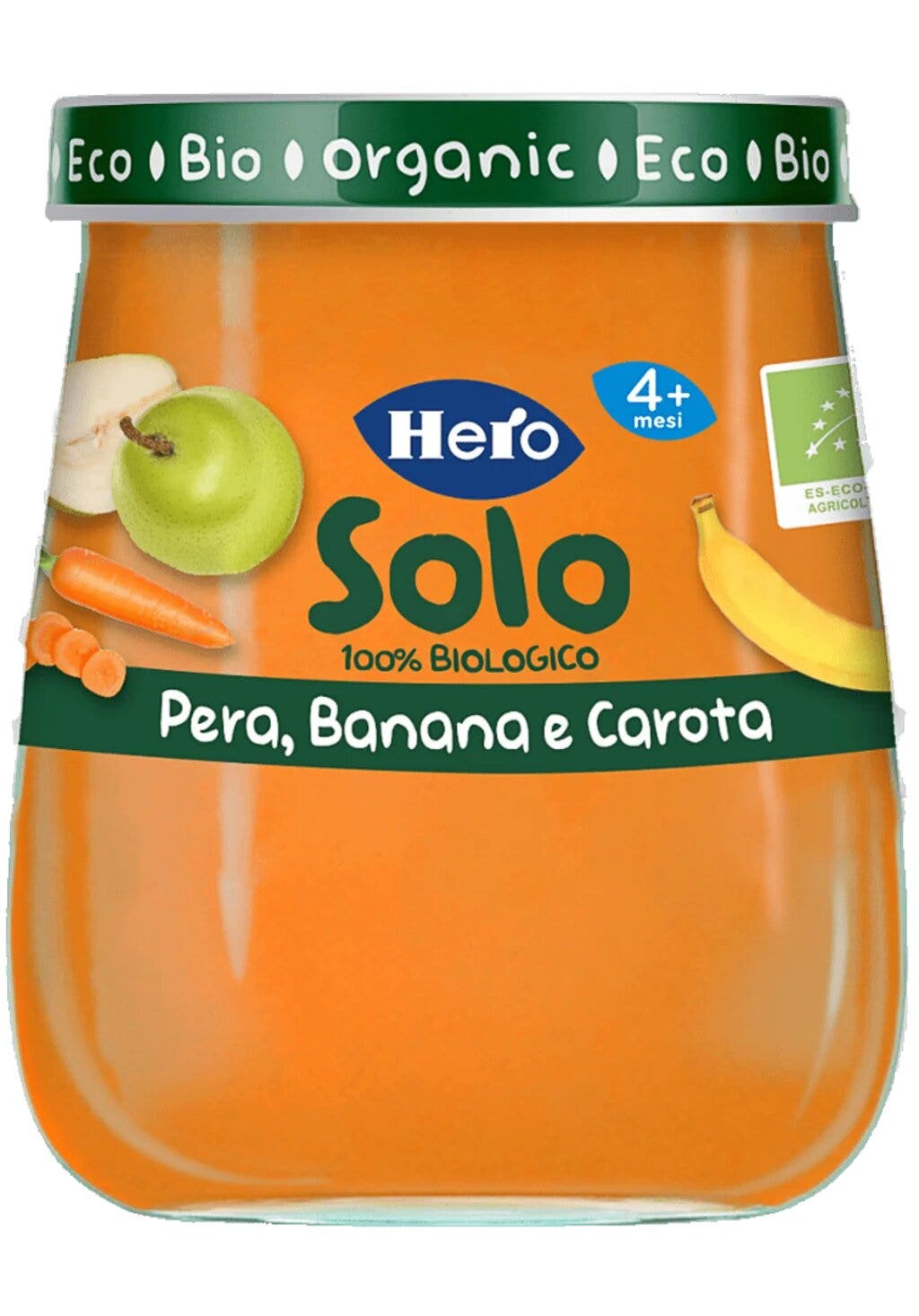 Hero Solo Omogeneizzato Pera Banana E Carota 100% Bio 120g-1