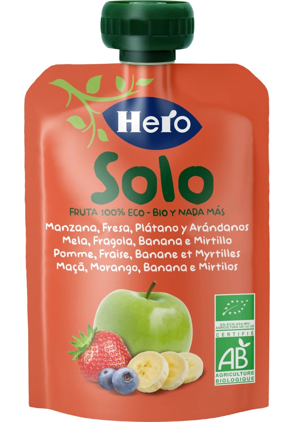 Hero Solo Frutta Frullata Mela Fragola Banana e Mirtilli 100% Bio 100g-2