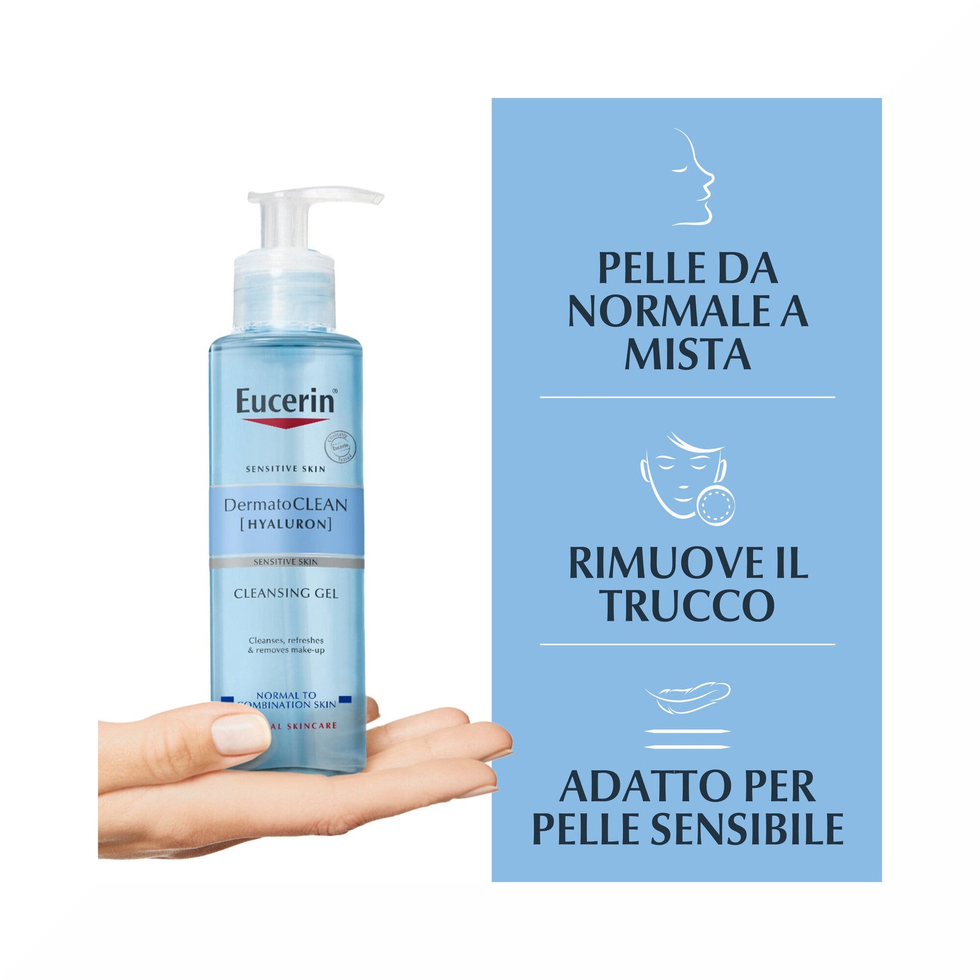 Eucerin DermatoClean Hyaluron gel detergente Viso 200 ml-3