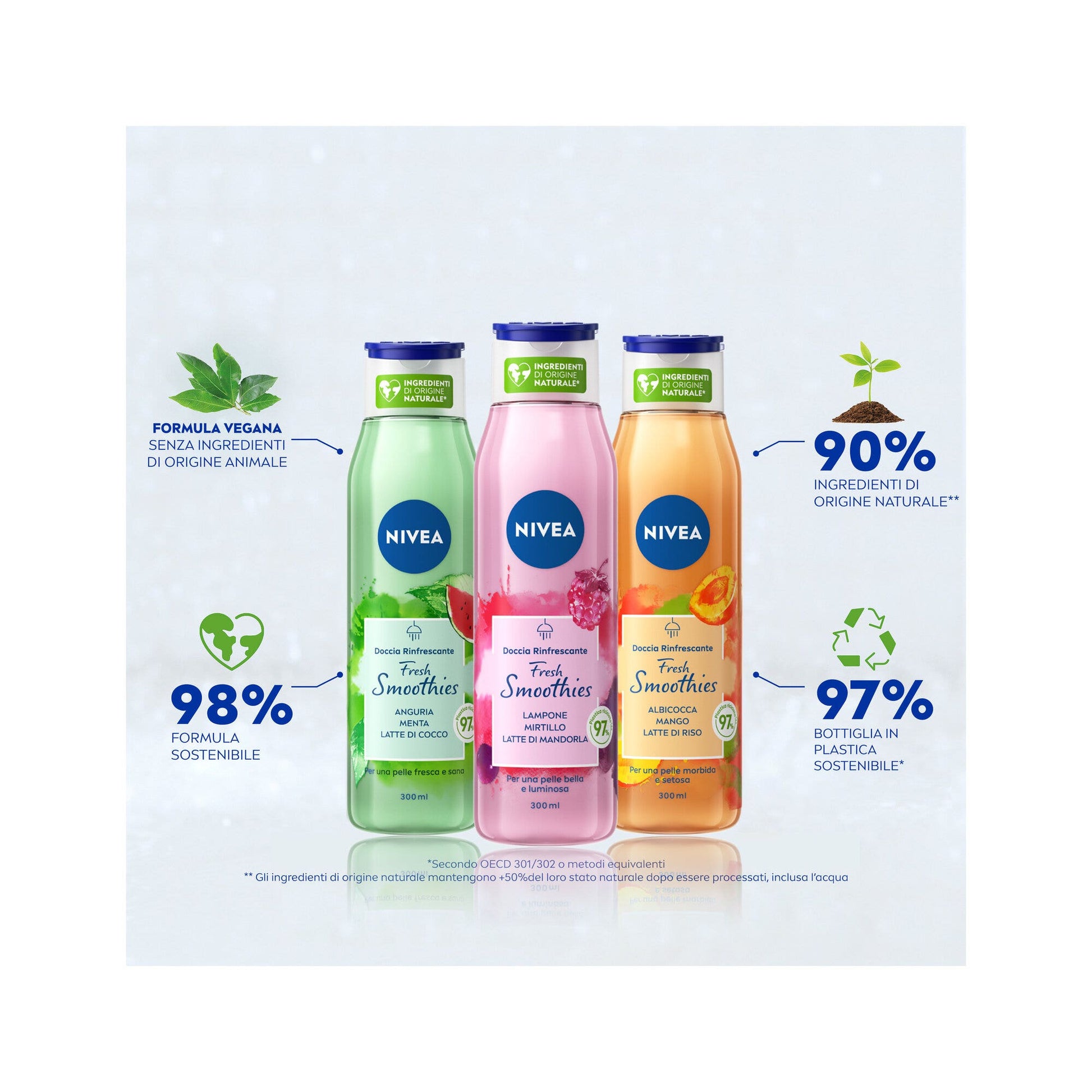 Nivea Gel Doccia Fresh Smoothies Albicocca & Mango Bagnoschiuma Con Ingredienti Naturali 300ml-3