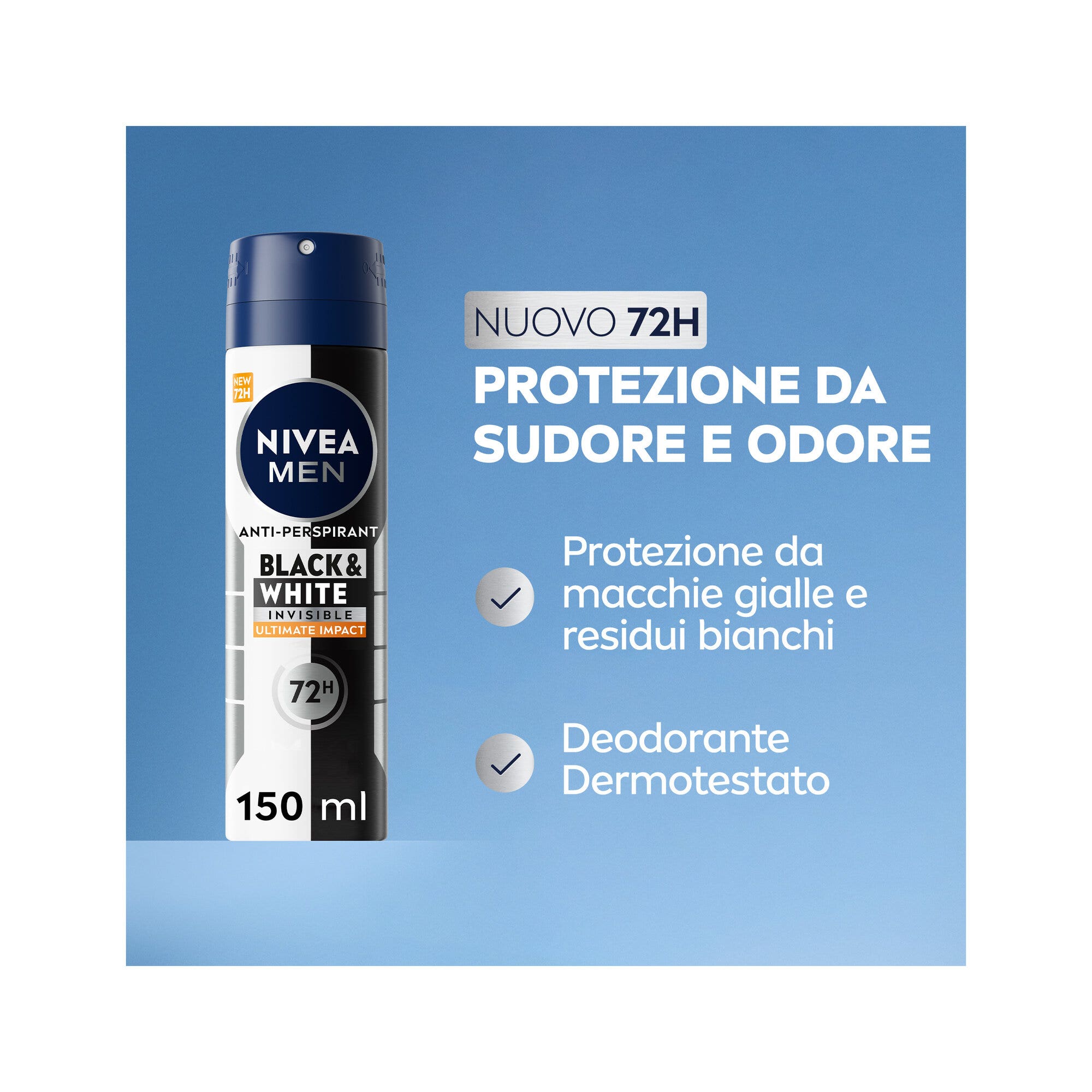Nivea Men Black & White Invisible Ultimate Impact Spray Deodorante Spray Antitraspirante 125ml-2