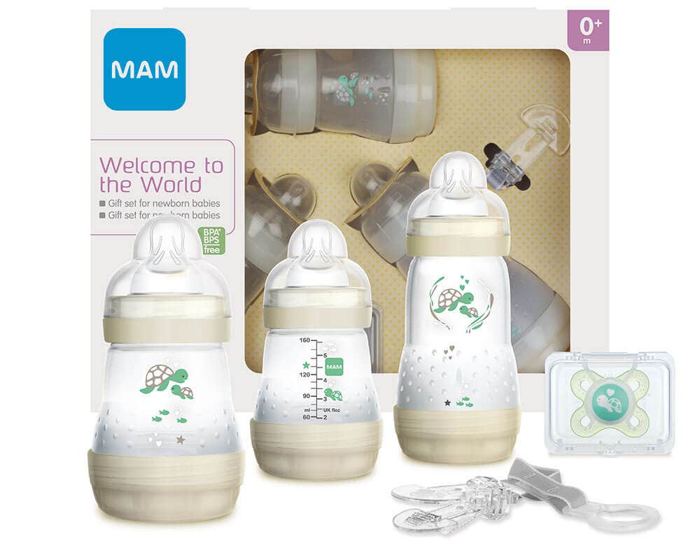 Mam Set Regalo Neonati Neutro 2 Biberon Easy Start 160 ml+1 Biberon Easy StartAnti-Colic 260 ml+1 Succhietto+1 Clip-1