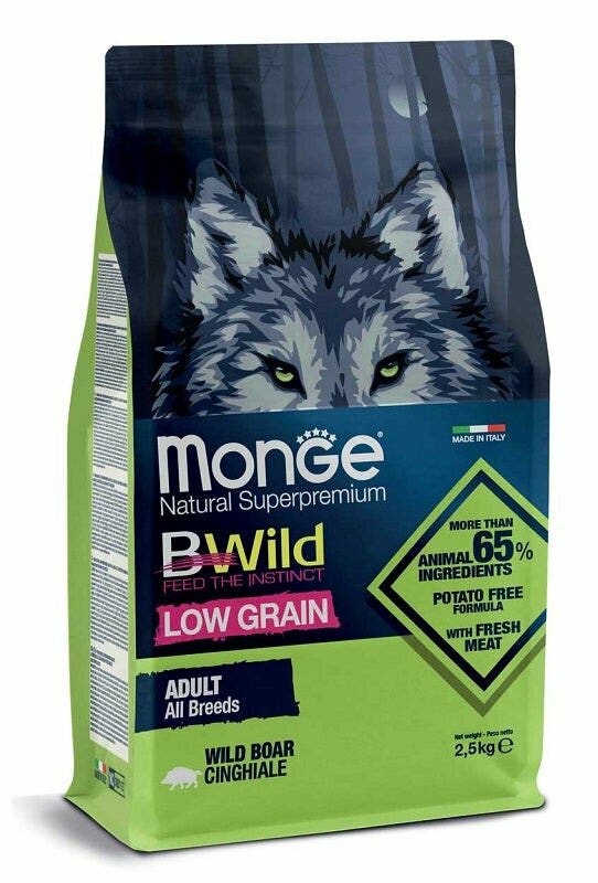 Monge B Wild Low Grain All Breeds con Cinghiale Cibo Secco Per Cani Adulti Sacco 2,5 Kg-2