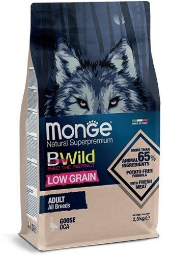 Monge B Wild Low Grain All Breeds con Oca Cibo Secco Per Cani Adulti Sacco 2,5 Kg-2