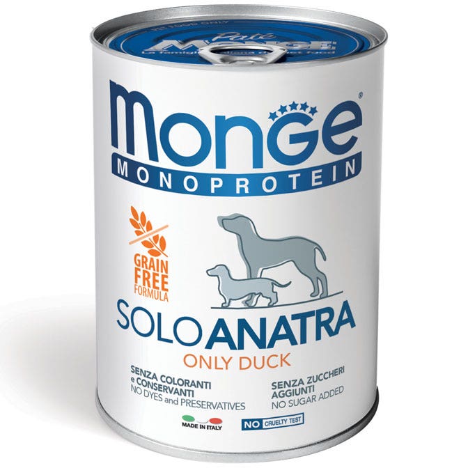 Monge Monoprotein Solo Anatra Cibo Umido Per Cani Adulti 400g-2