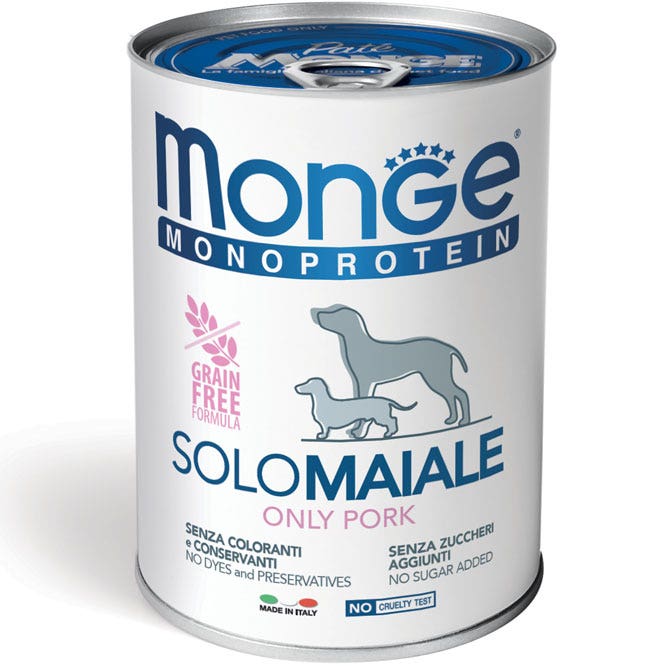 Monge Monoprotein Solo Maiale Cibo Umido Per Cani Adulti 400g-2