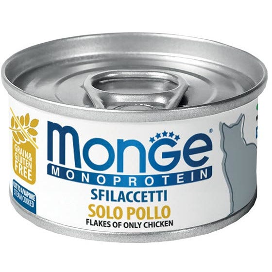 Monge Monoprotein Sfilaccetti Solo Pollo Cibo Umido Per Gatti Adulti 80g-2