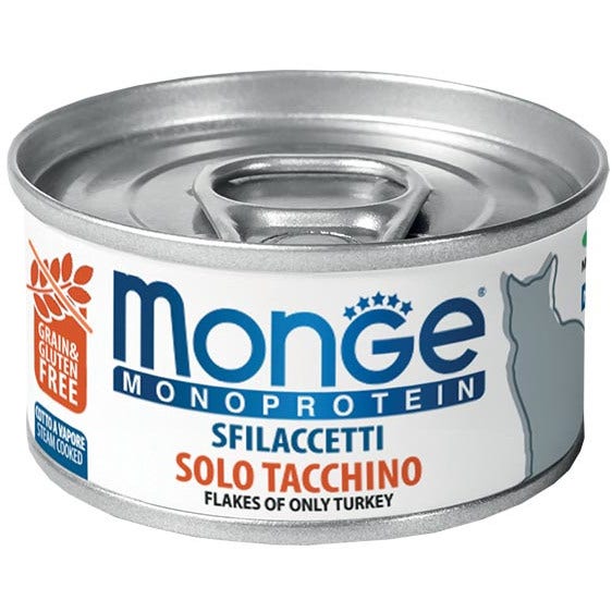 Monge Monoprotein  Sfilaccetti Solo Tacchino Cibo Umido Per Gatti Adulti 80g-4