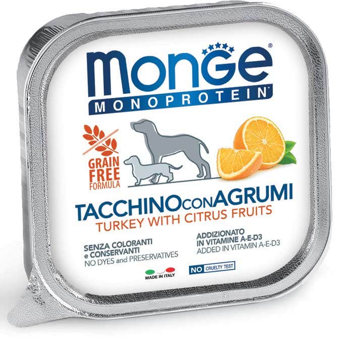 Monge Monoprotein Tacchino Con Agrumi Cibo Umido Per Cani Adulti 150g-2