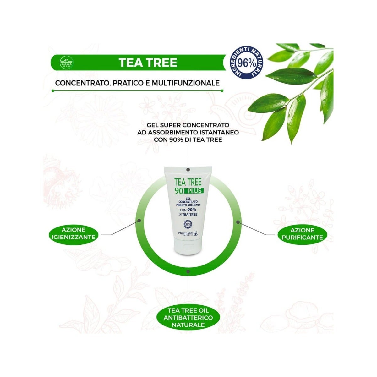 Pharmalife Tea Tree 90 Plus Gel Concentrato Pronto Sollievo 75ml-4