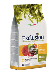 Exclusion Mediterraneo Monoprotein Formula Noble Grain Beef Crocchette Con Manzo Per Cani Adulti Taglia Media Sacco 3kg-1