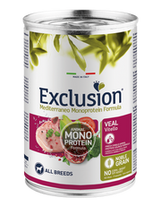 Exclusion Mediterraneo Monoprotein Noble Grain Cibo Umido Vitello Per Cani Adulti Lattina 400g-1