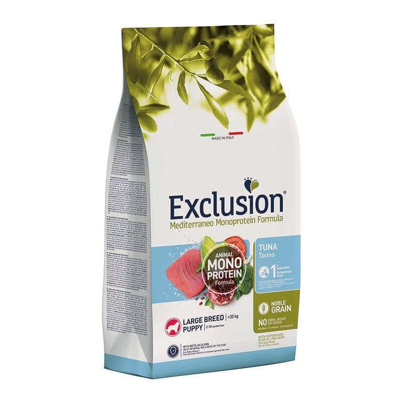 Exclusion Mediterraneo Noble Grain Puppy Tuna Large Breed Crocchette Per Cani Cuccioli Taglia Grande Sacco 12kg-1